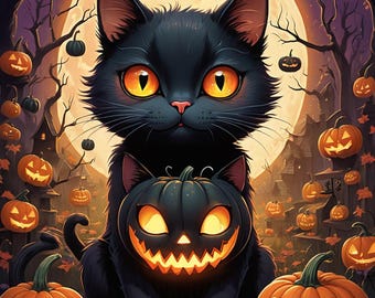 Spooky Cat Wall Art Set of 6