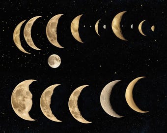 Moon Phases Wall Art Set of 6