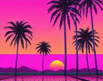 Retro Vaporwave Wall Art Set of 6