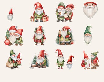 Christmas Gnome Clipart PNG Bundle