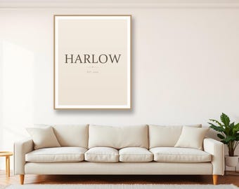 Personalized Name Sign Printable, Custom Boho Neutral Name Wall Art, B