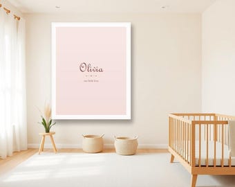 Personalized Name Sign Printable, Custom Blush Script Name Wall Art, S