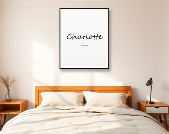 Personalized Name Sign Printable, Custom Modern Script Name Wall Art,