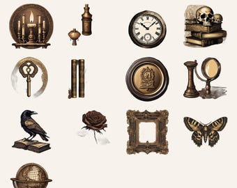 Dark Academia Clipart PNG Bundle