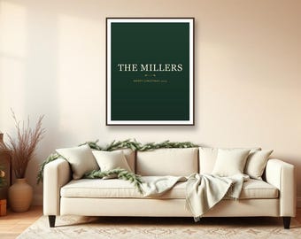 Personalized Name Sign Printable, Custom Festive Pine Name Wall Art, F