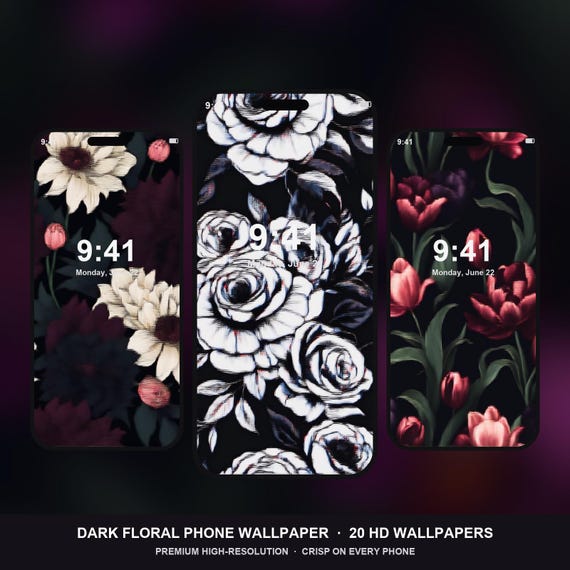 Dark Floral Phone Wallpaper