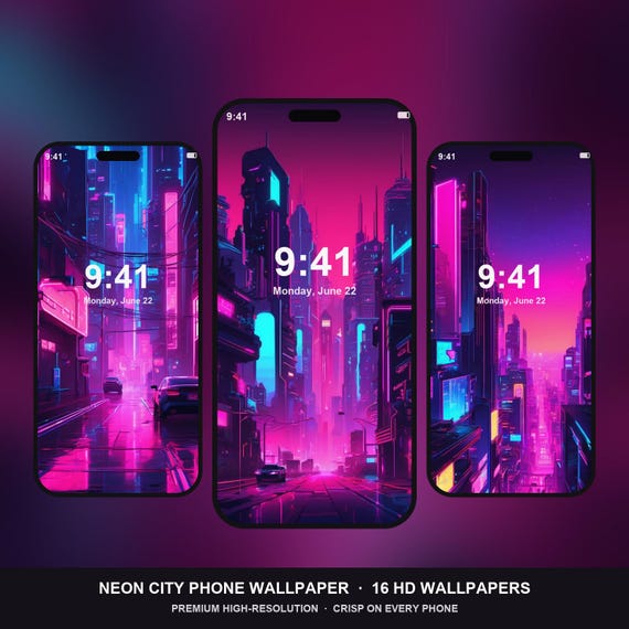 Neon City Phone Wallpaper