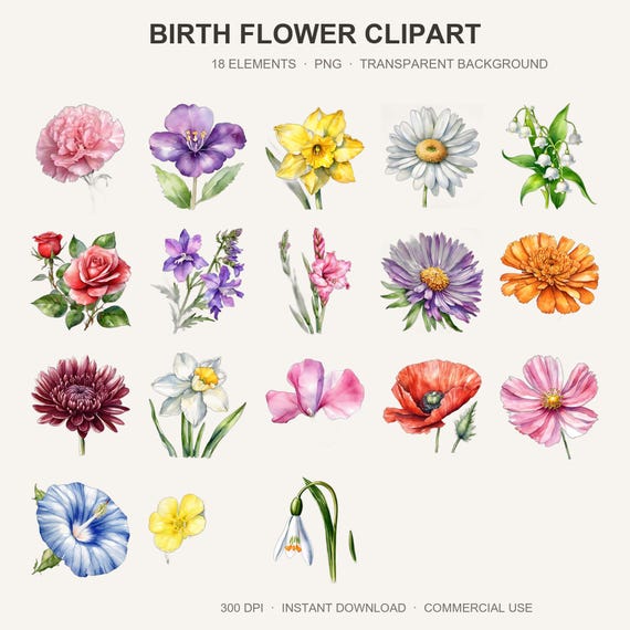 Birth Flower Clipart