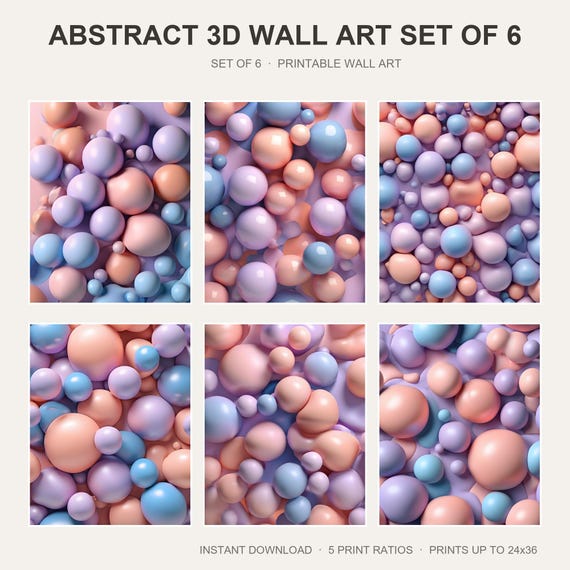 Abstract 3D Wall Art Set of 6