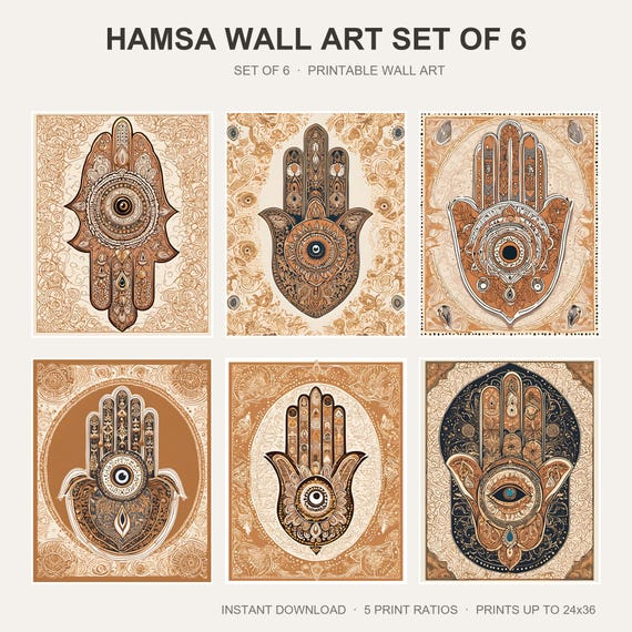 Hamsa Wall Art Set of 6