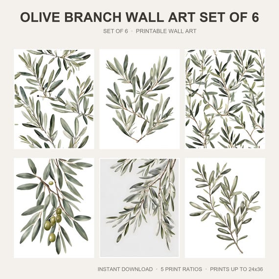 Olive Branch Wall Art Set of 6