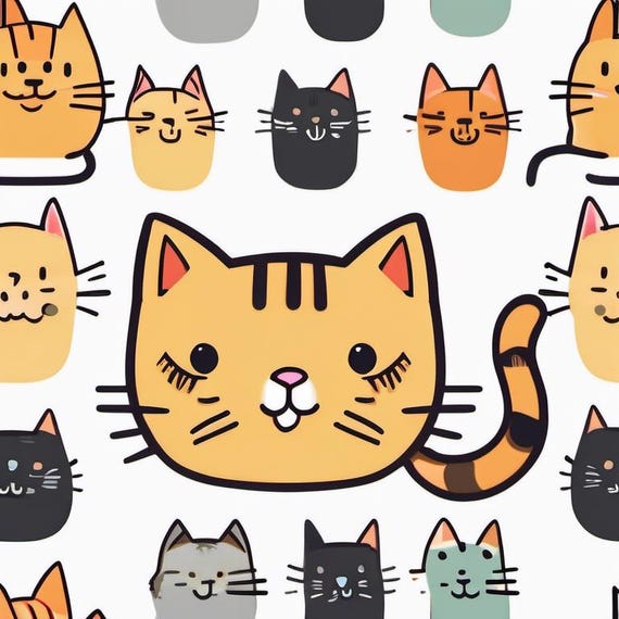 Kawaii Cat SVG Bundle - 3 Cute Cut Files for Cricut, Laser Cutting and Silhouette
