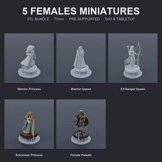 Female Hero Miniatures STL Bundle