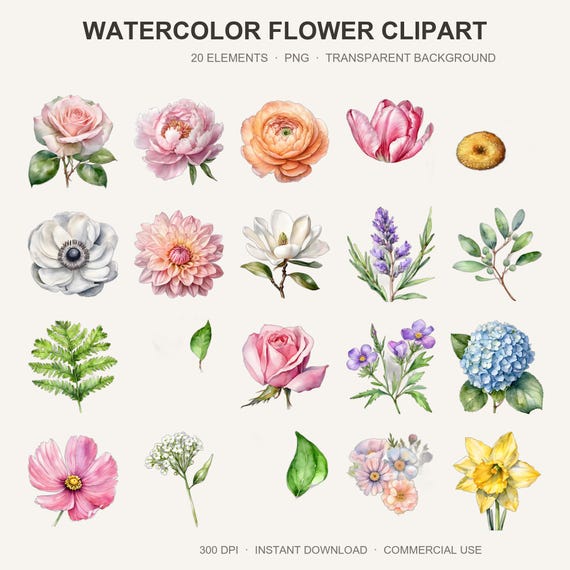 Watercolor Flower Clipart