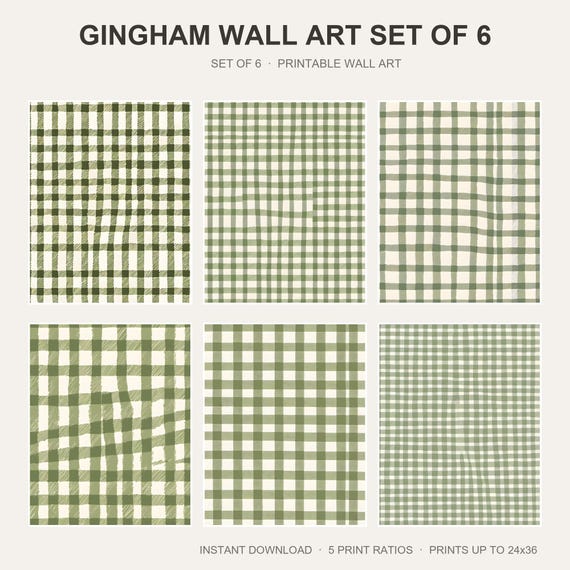Gingham Wall Art Set of 6