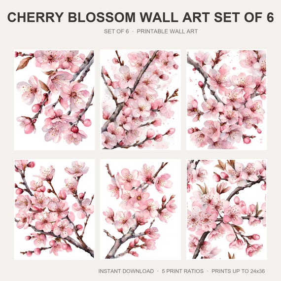 Cherry Blossom Wall Art Set of 6