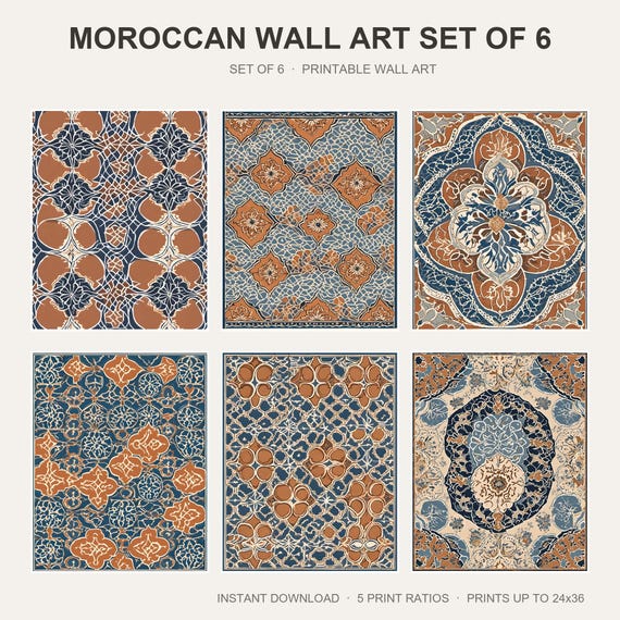 Moroccan Wall Art Set of 6