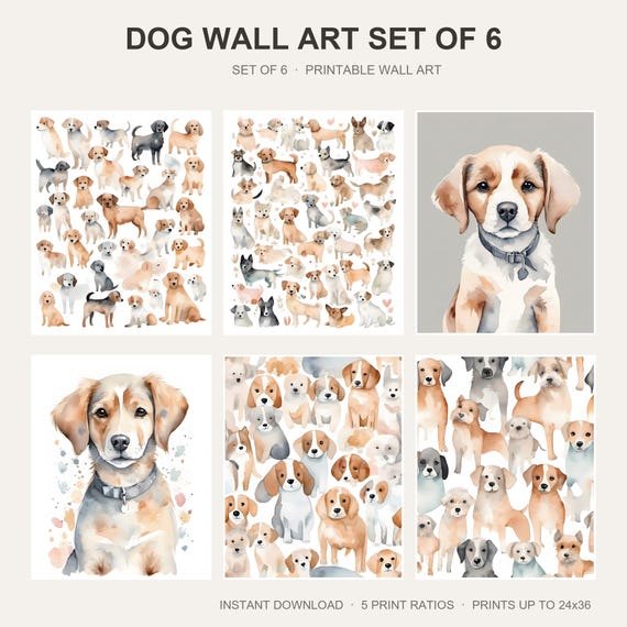 Dog Wall Art Set of 6