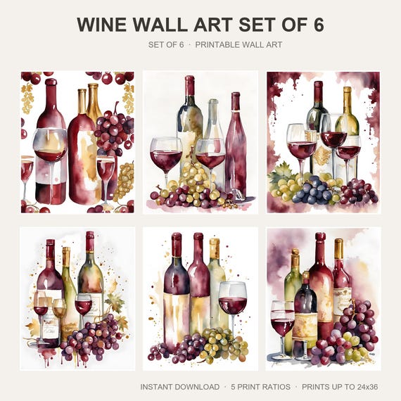 Wine Wall Art Set of 6