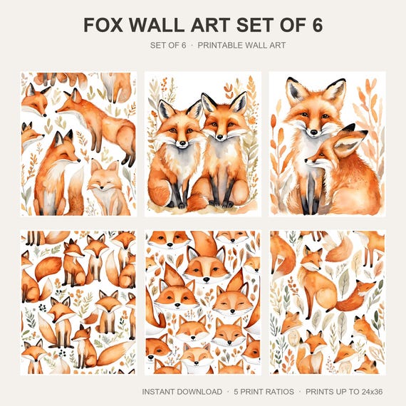Fox Wall Art Set of 6