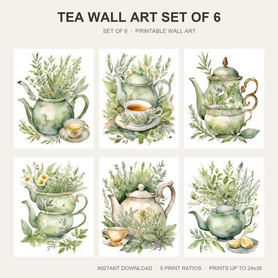 Tea Wall Art Set of 6