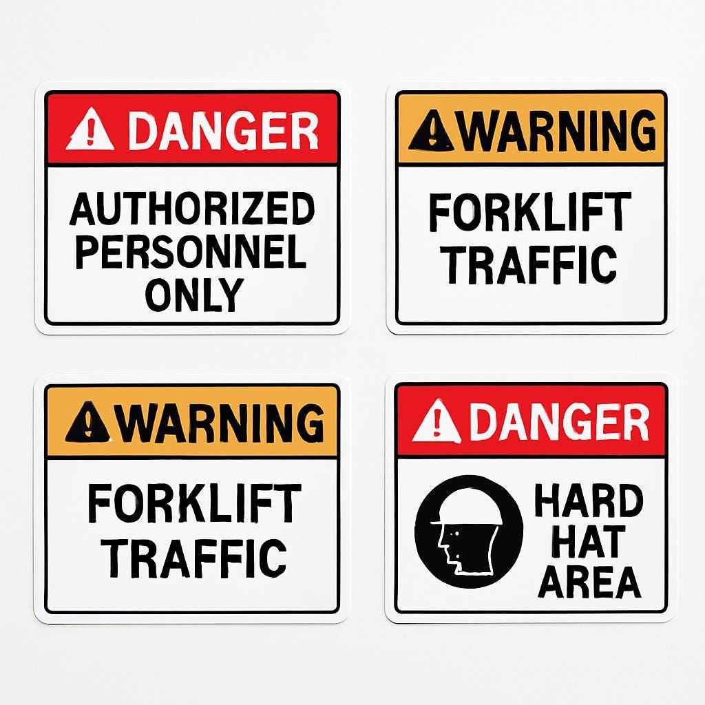 Printable Safety Sign Pack, 30 OSHA Style Workplace Signs, Danger Warning Caution Notice PDF, Download