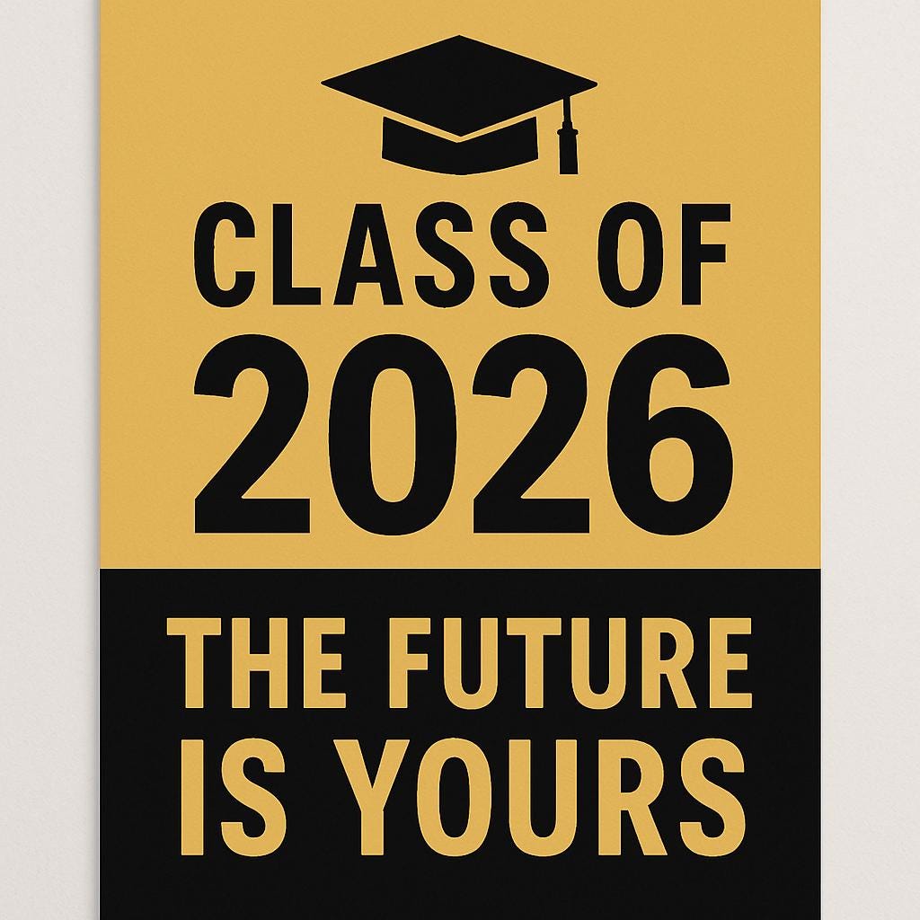 Class of 2026 Graduation Wall Art Printable Digital Download Gold Black