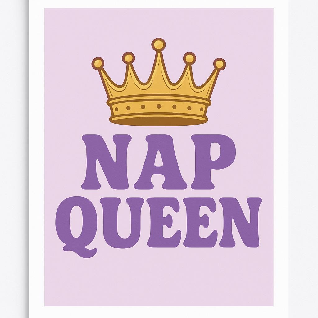 Funny Wall Art | Nap Queen Retro Crown Sarcastic Humor | Printable Set of 3 Instant Downlo