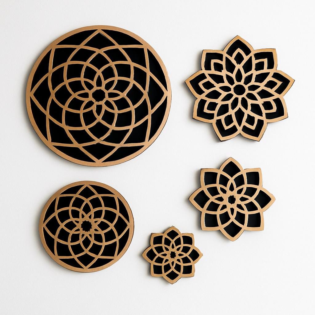 Geometric Mandala SVG Templates, Layered Laser Cut Wall Art for Wood, 7 Files DXF, Instant Download