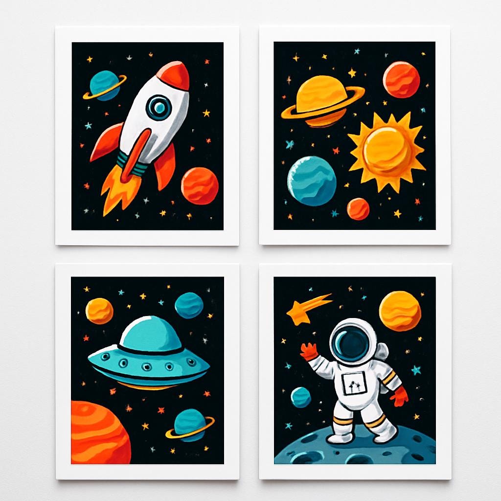 Space Adventure SVG Bundle, Rocket Planet Moon Sun Designs, Laser Cut Files DXF Cricut, Instant Download
