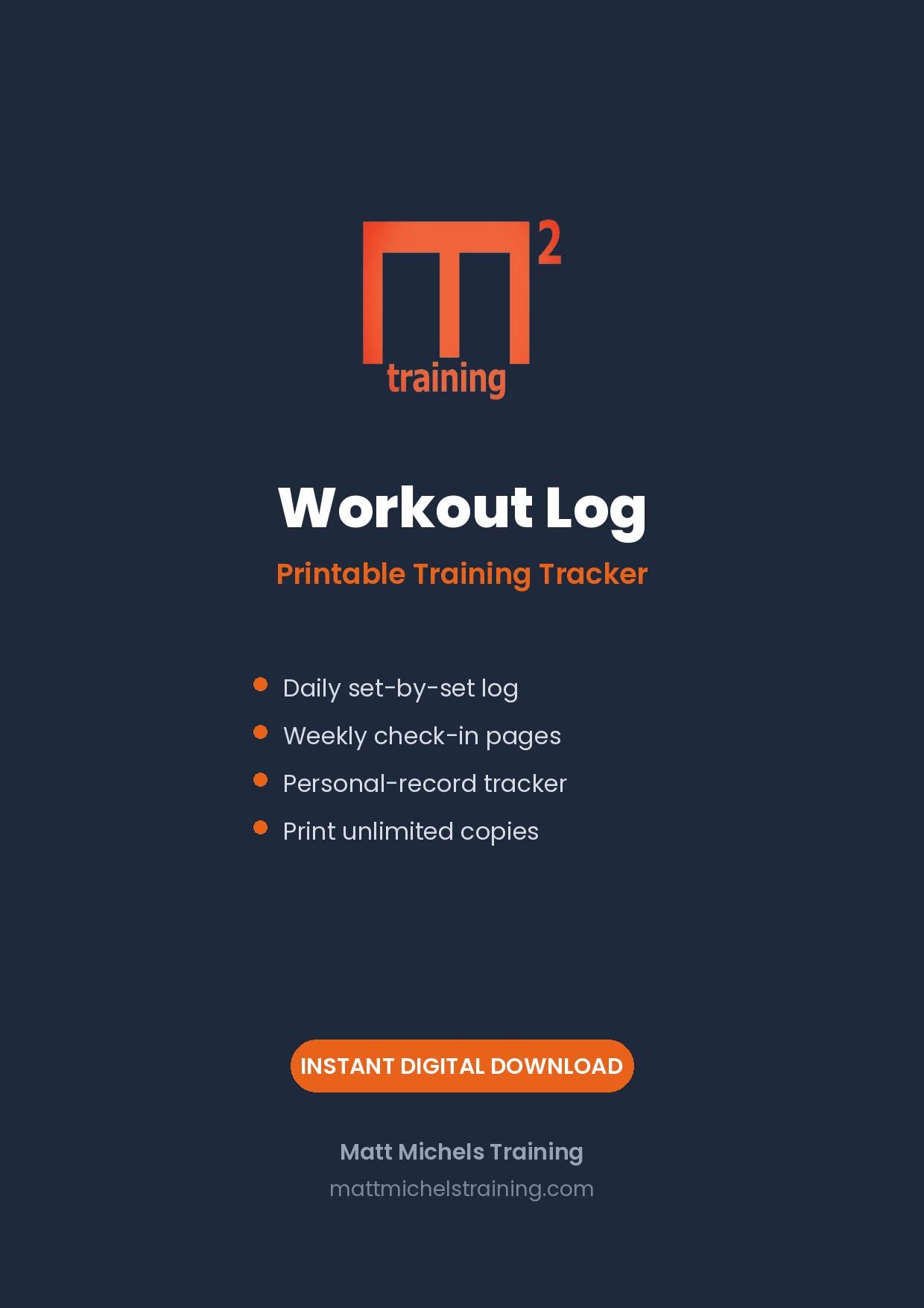 M2 Printable Workout Log & Tracker | Gym Training Journal Pages | Fitness Planner Instant