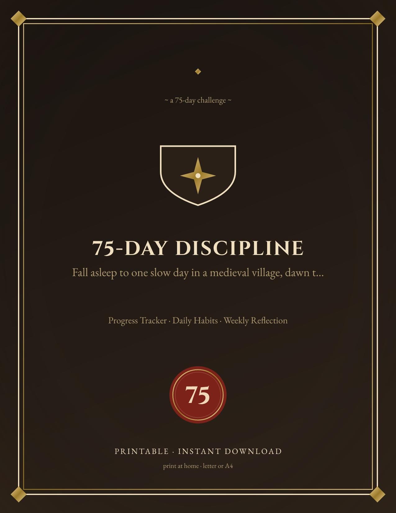 75 Day Discipline Planner Printable | Medieval Village | Printable Wall Art