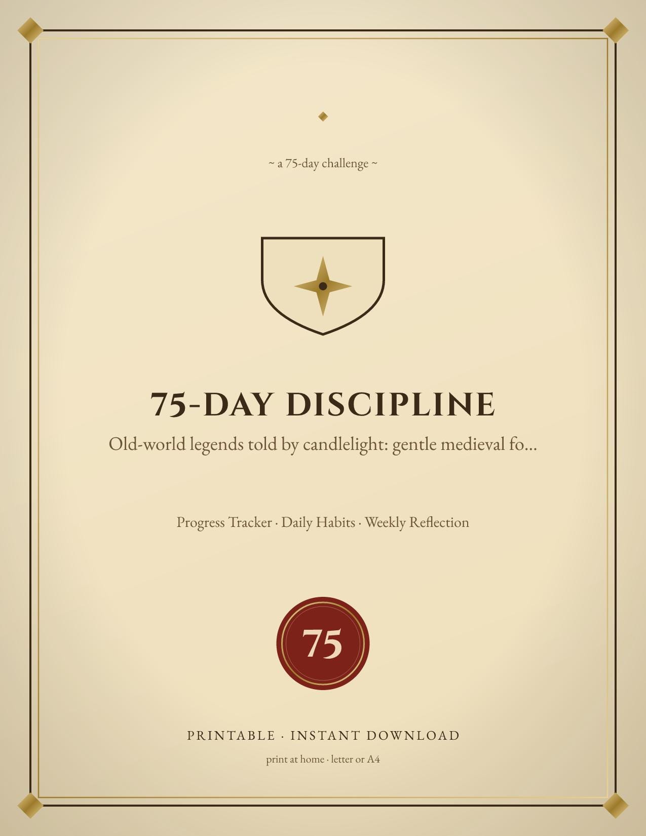 75 Day Discipline Planner Printable | Medieval Folktales | Printable Wall Art