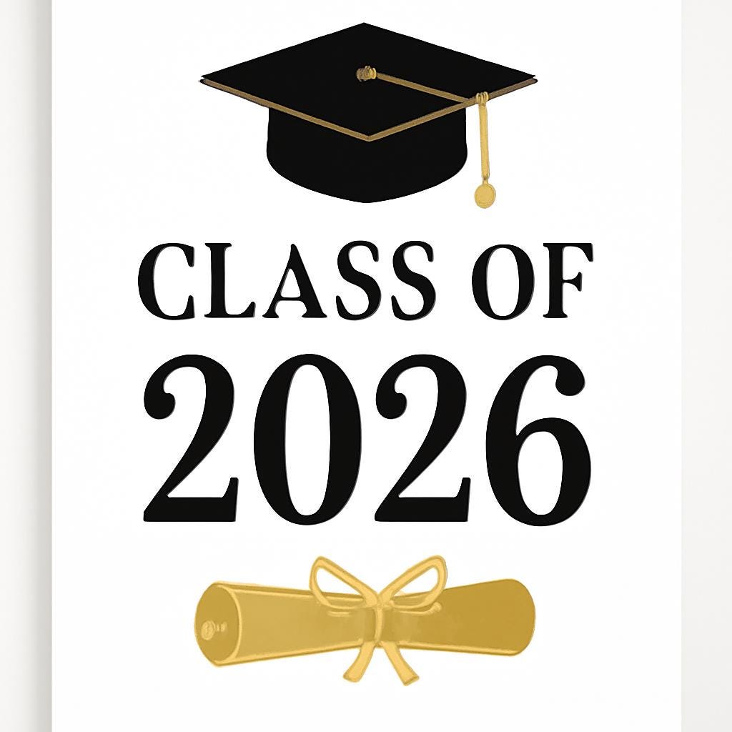 Class of 2026 Graduation Wall Art | Class Of 2026 Graduation Party Cap Diploma | Printable