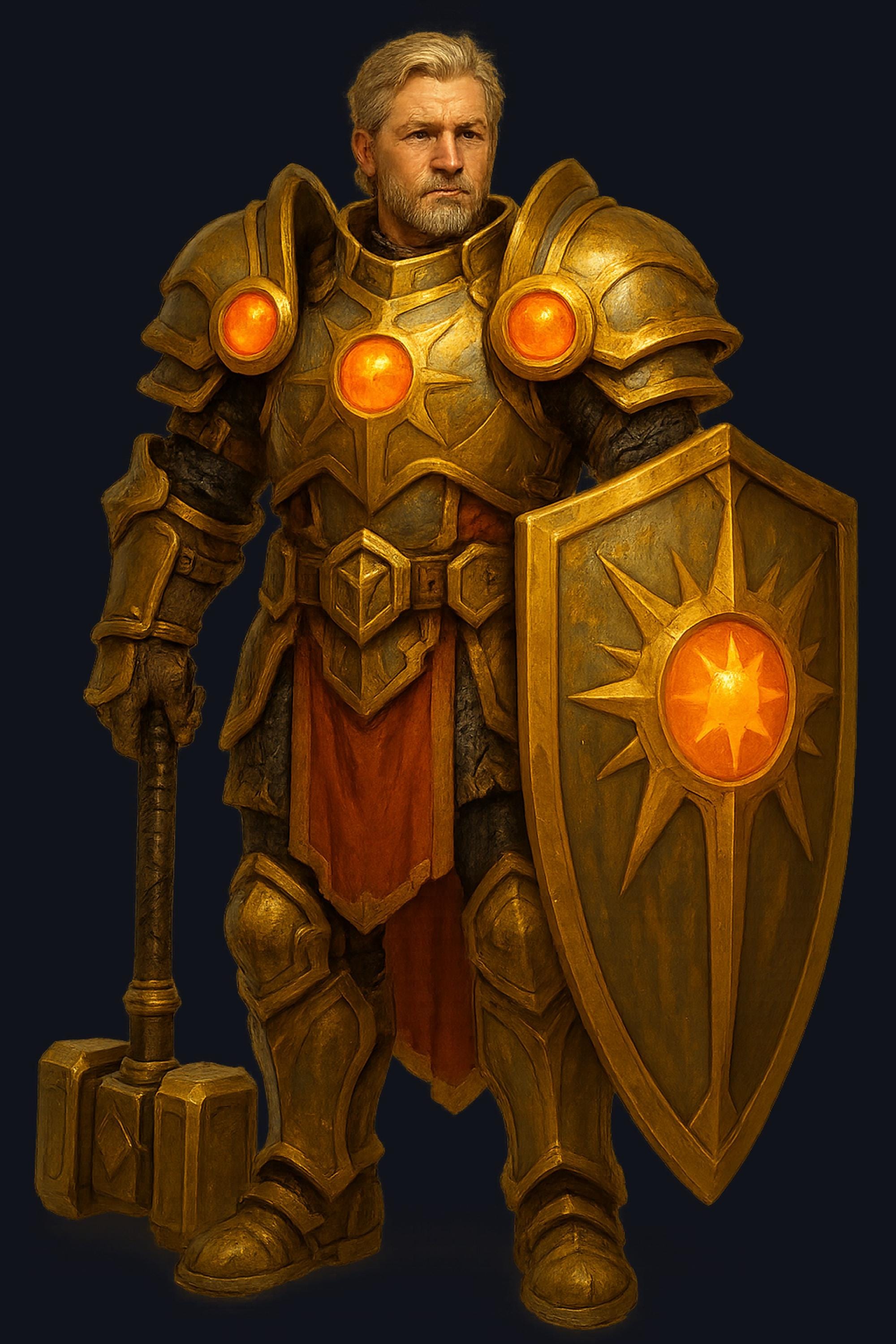 Paladin King Fantasy Wall Art Printable, Gold Knight Warrior Print, Tabletop RPG Character Art Digital Download, Game Room Decor