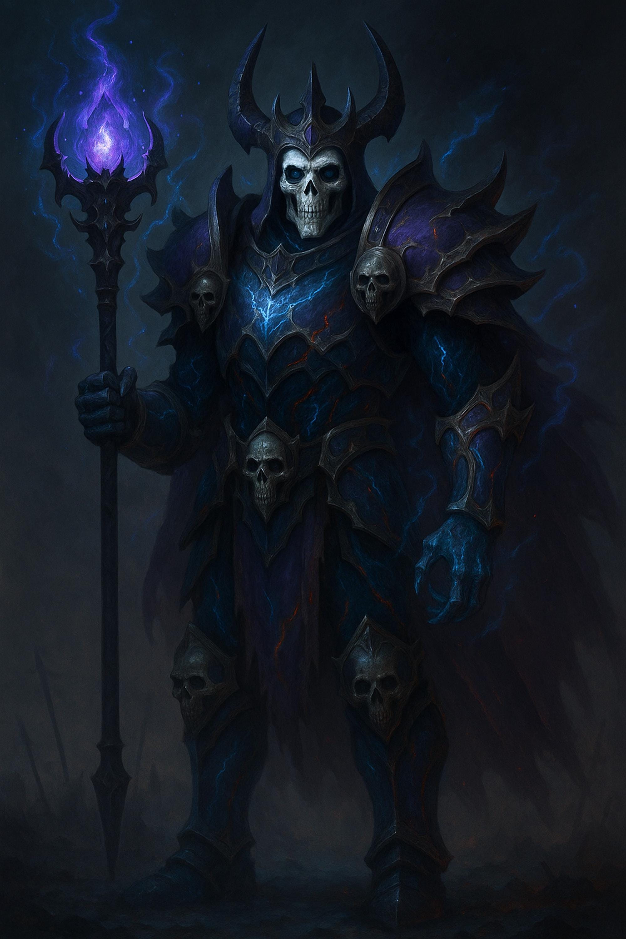 Necromancer Lich Fantasy Wall Art Printable, Dark Wizard Print, Tabletop RPG Villain Character Art Digital Download, Game Room