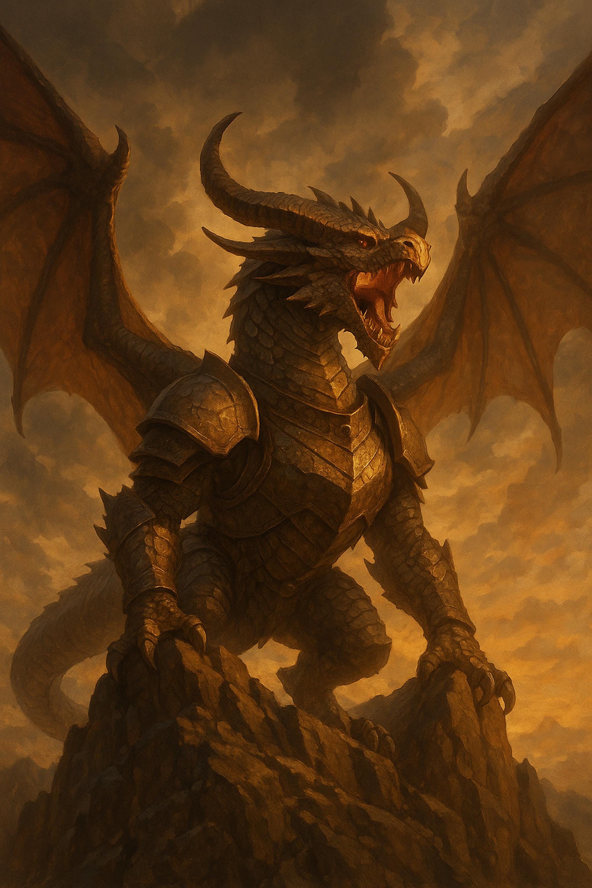 Dragon Fantasy Wall Art Printable, Epic Wyrm Monster Print, Tabletop RPG Character Art Digital Download, Game Room Decor