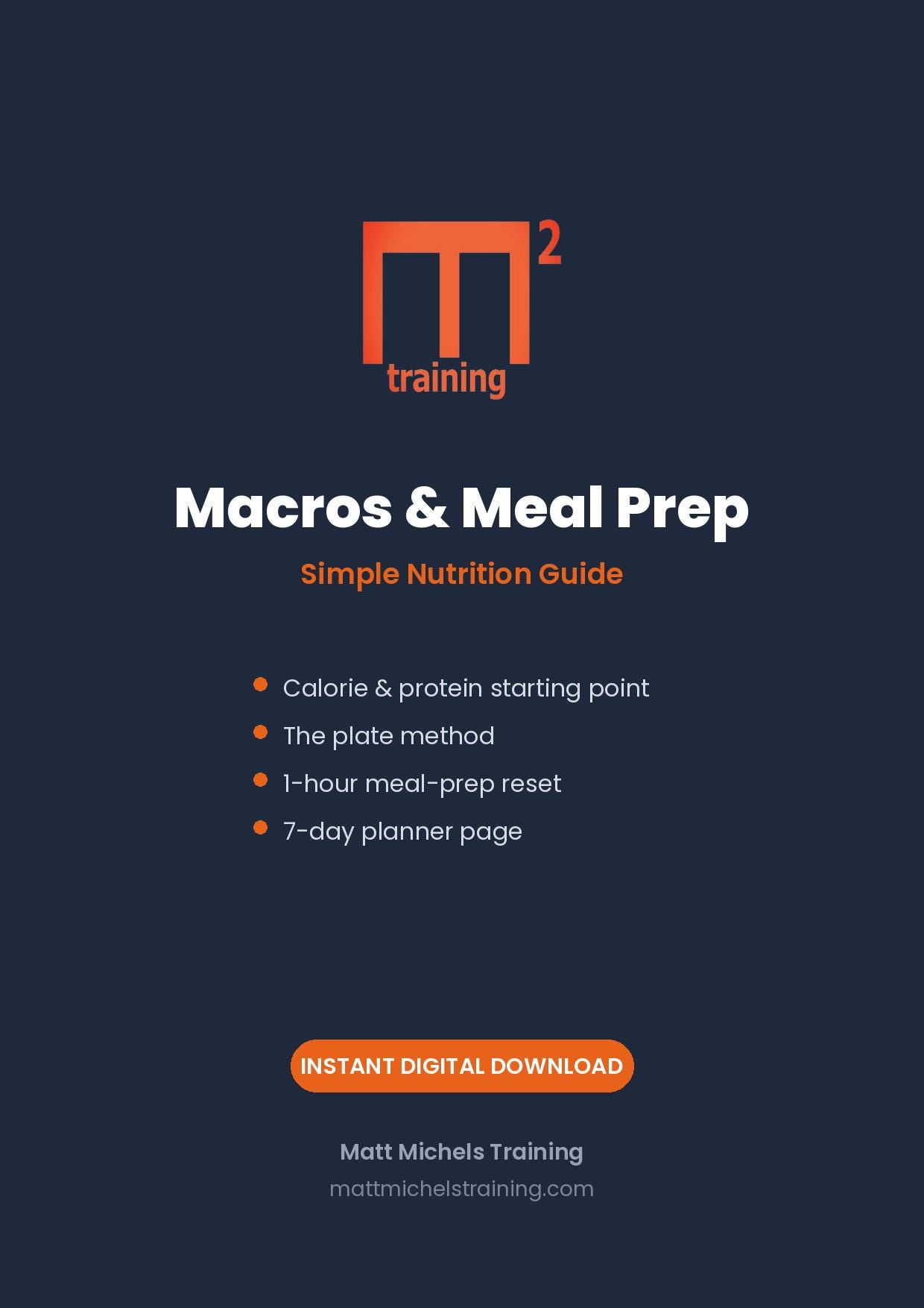M2 Macros & Meal Prep Guide | Simple Nutrition + 7-Day Meal Planner | Printable PDF Instan