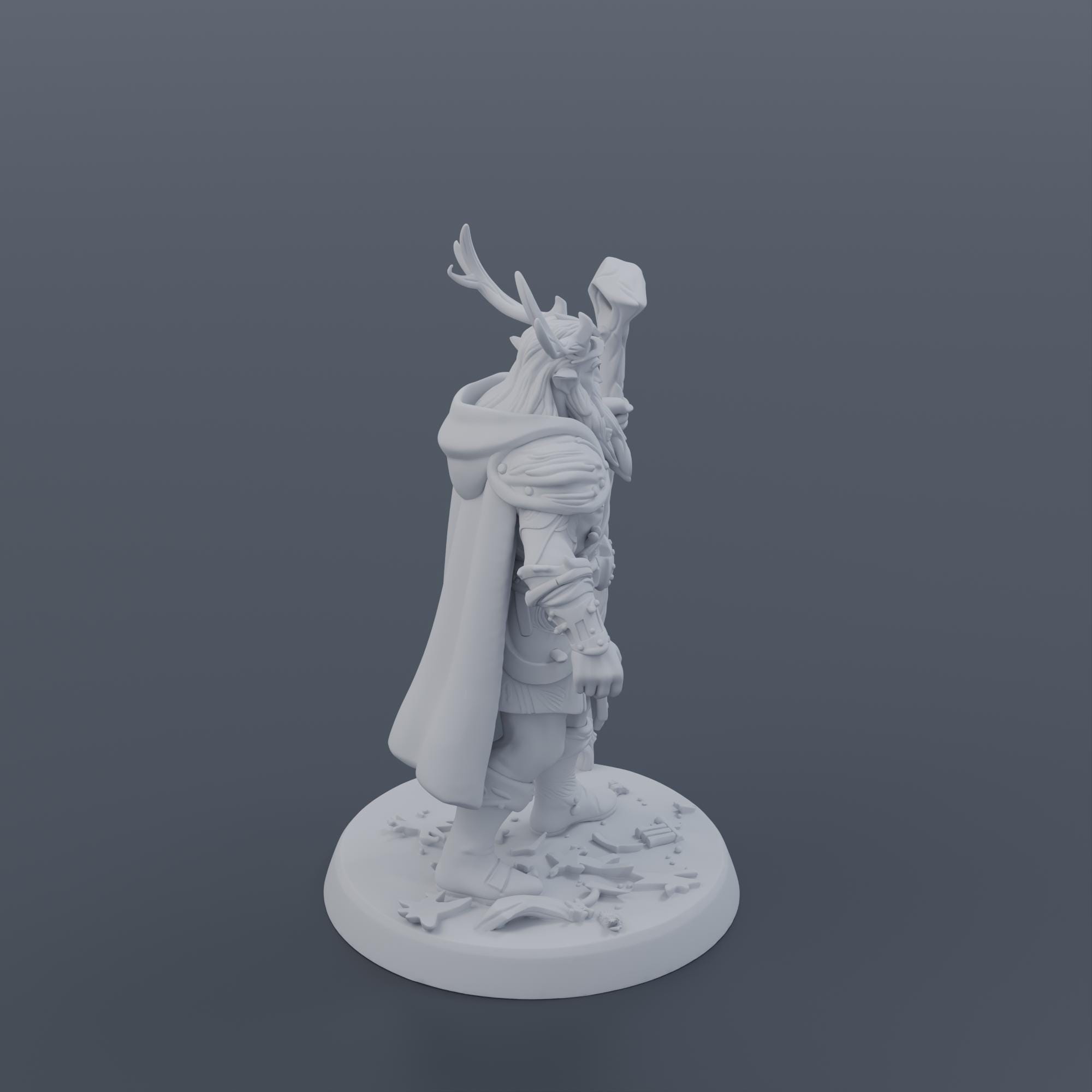 Elf Druid Miniature STL | 32mm and 75mm Fantasy Character for Tabletop RPG and Tabletop | 3D Print 