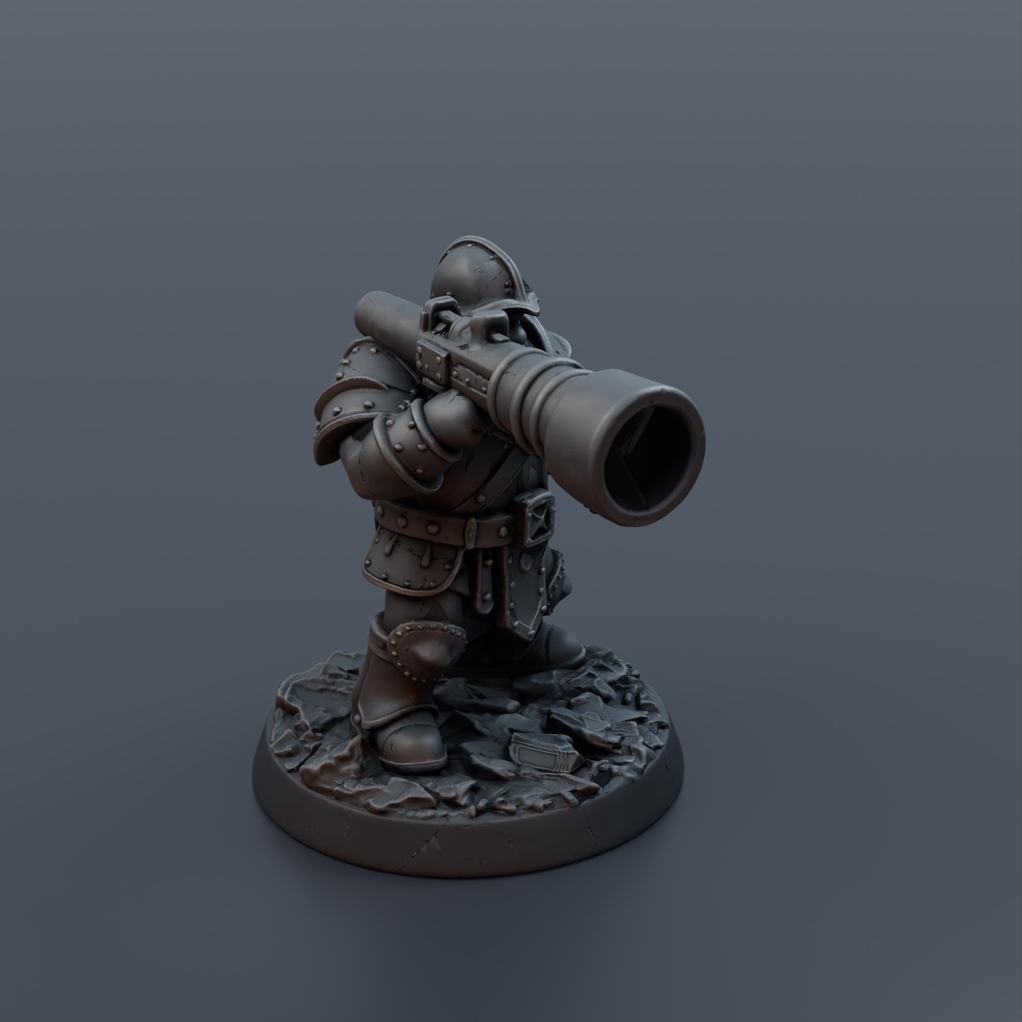 Iron Dwarf Gunner Miniature STL