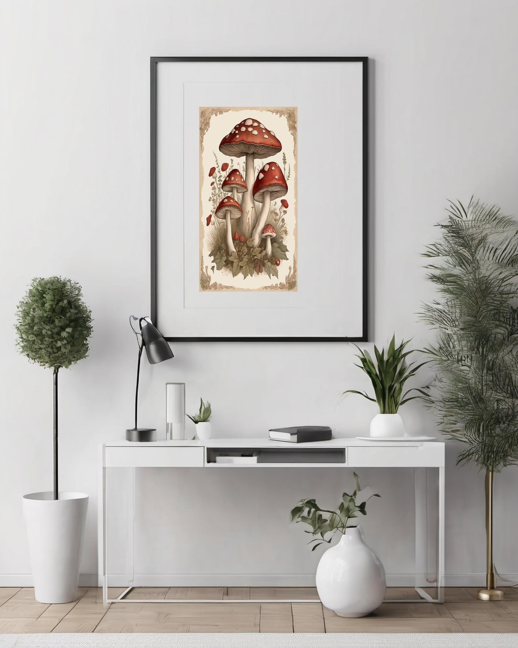 Mushroom Wall Art Set of 6 | Cottagecore Botanical Printable Wall Art | Vintage Fairycore