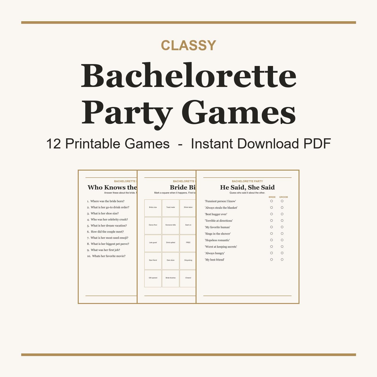 Bachelorette Party Games Printable