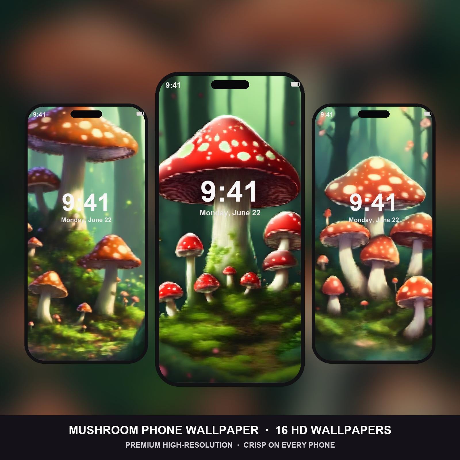 Mushroom Phone Wallpaper | 16 Goblincore iPhone Wallpapers | Cottagecore Fairycore Lock Sc