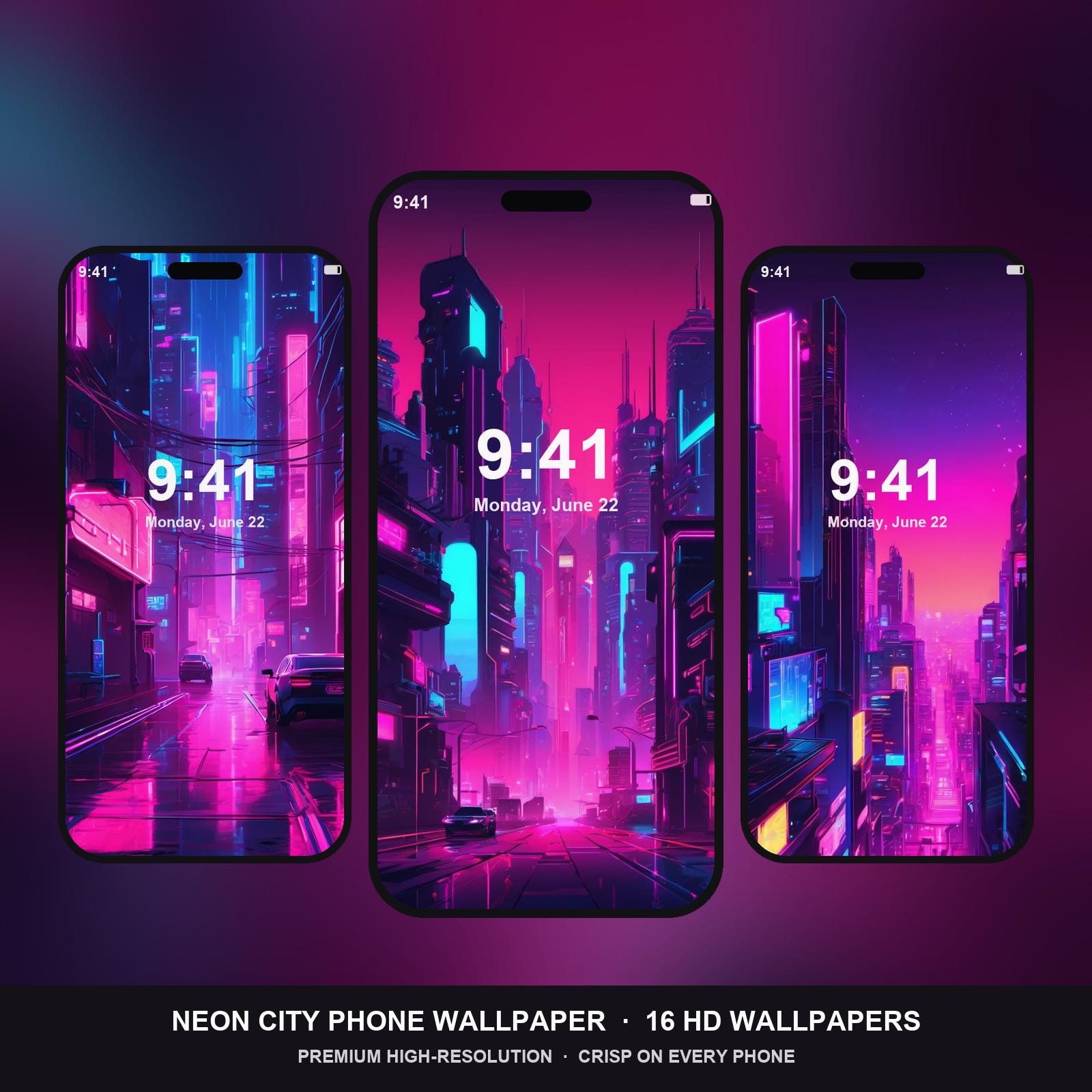 Neon City Phone Wallpaper