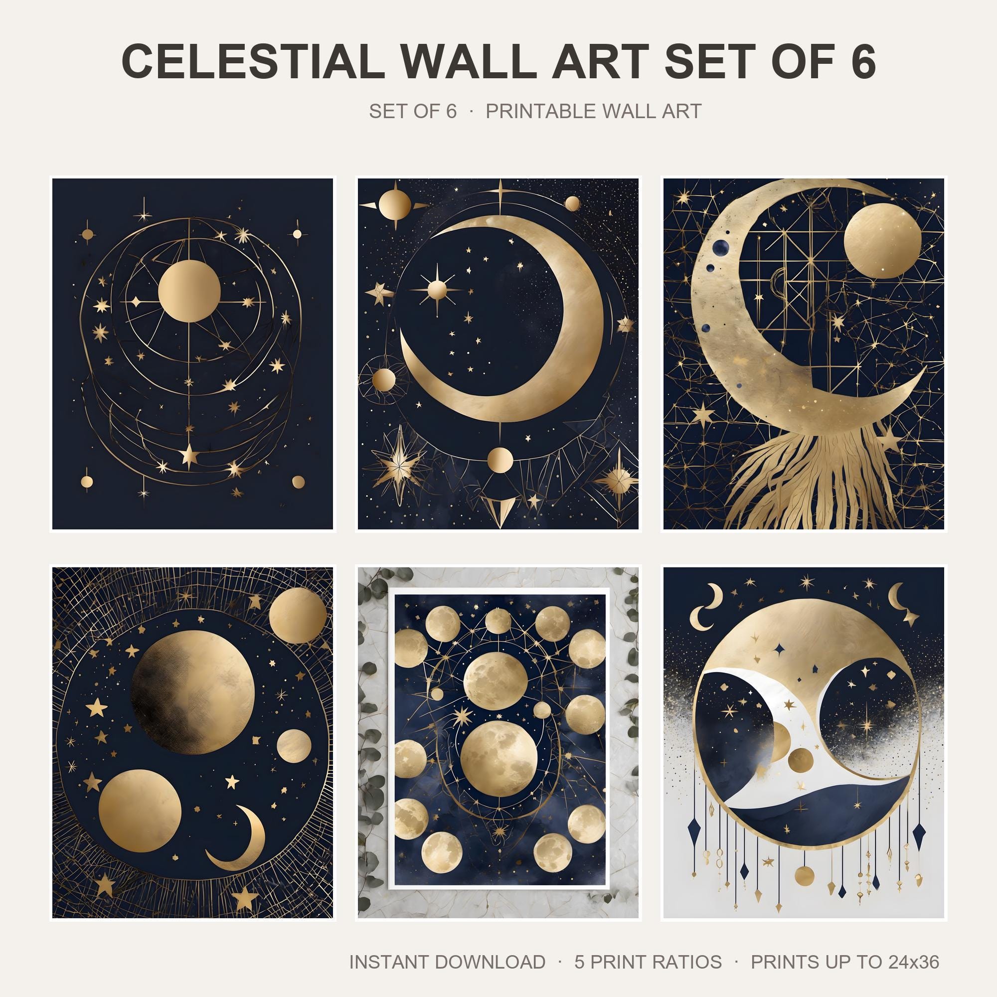 Celestial Wall Art Set of 6