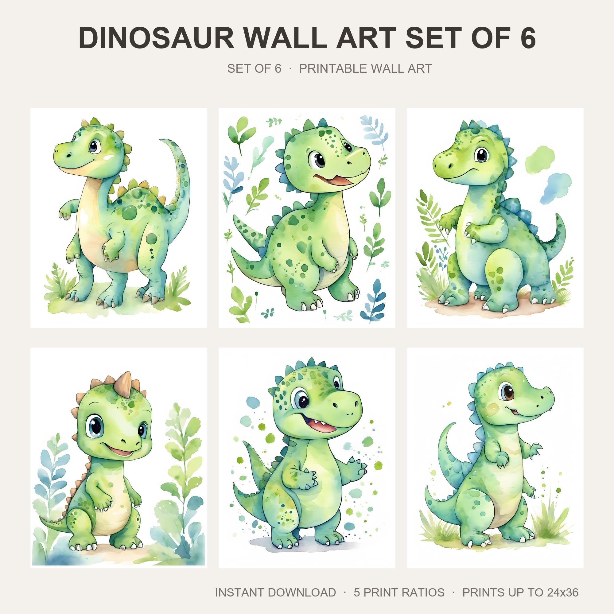 Dinosaur Wall Art Set of 6