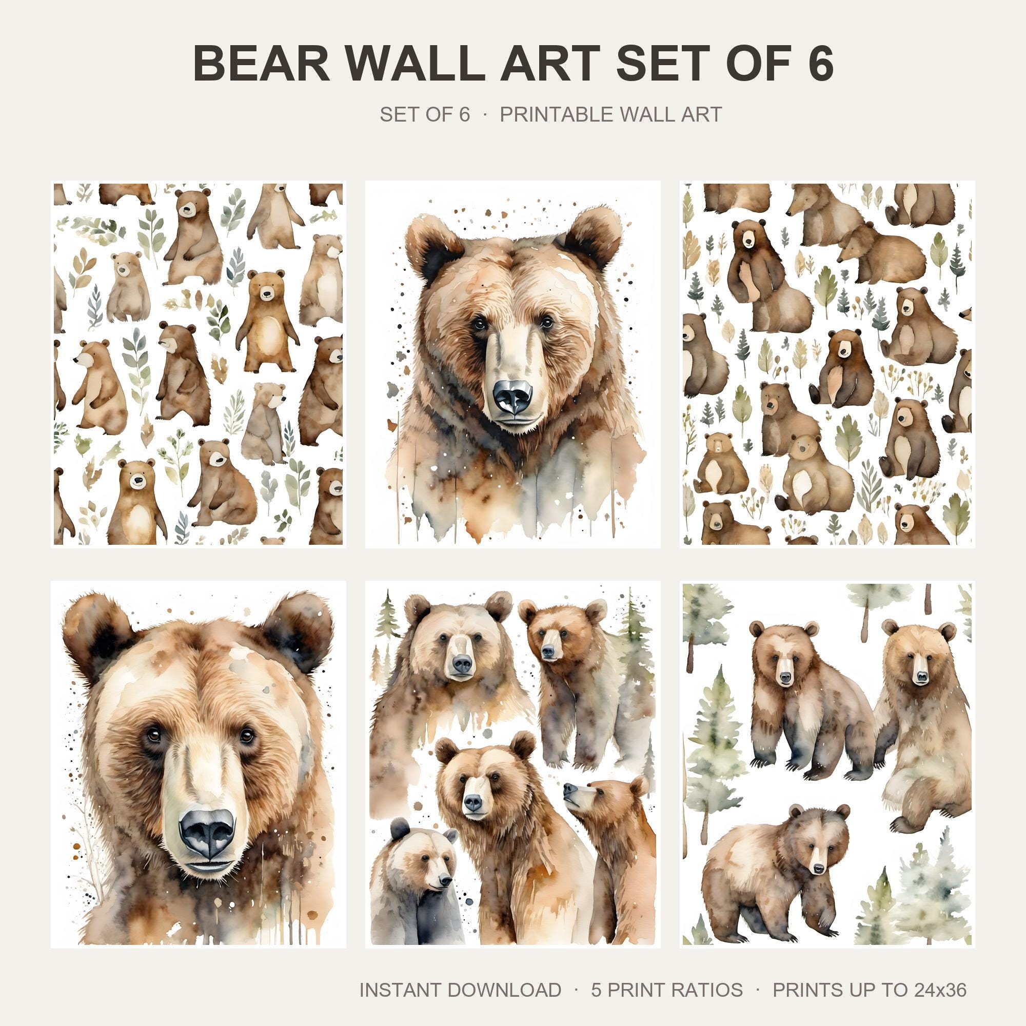 Bear Wall Art Set of 6