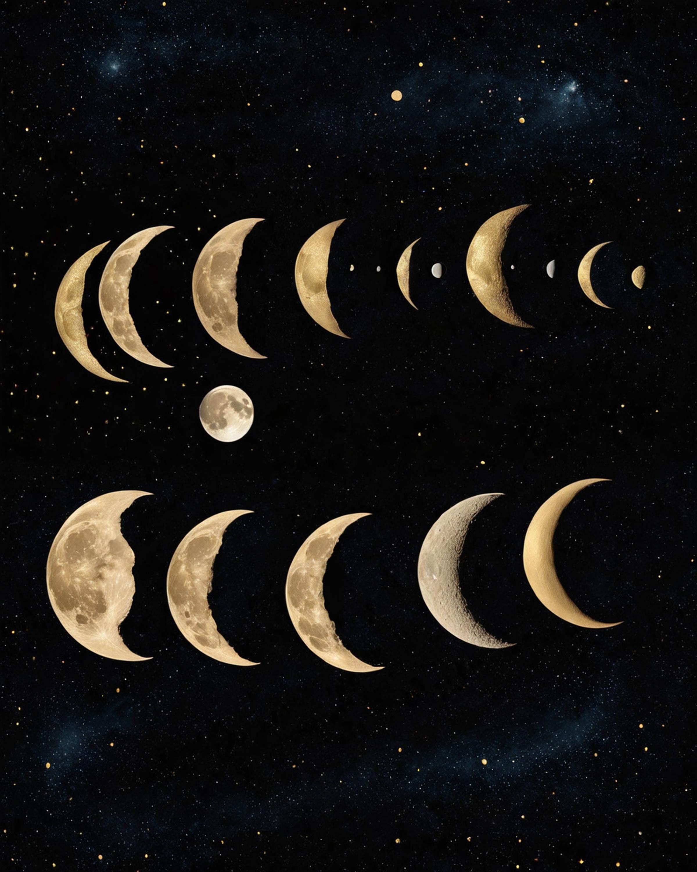 Moon Phases Wall Art Set of 6