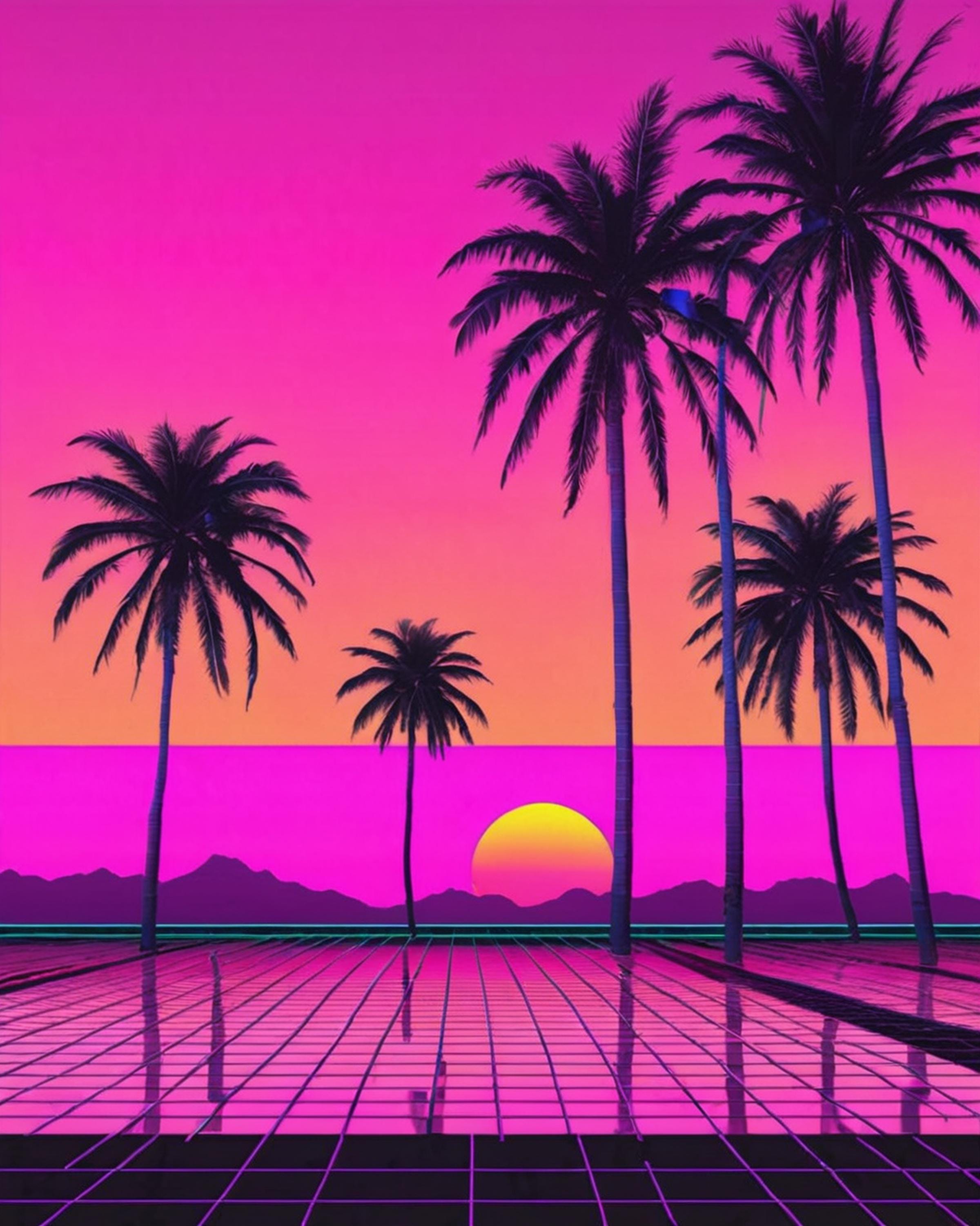 Retro Vaporwave Wall Art Set of 6 | Printable Gallery Wall Prints | Modern Home Decor | In