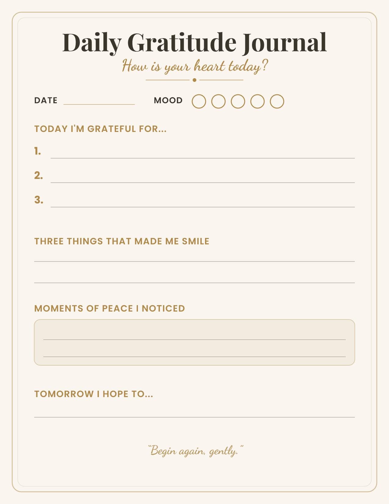 Gratitude Journal Printable